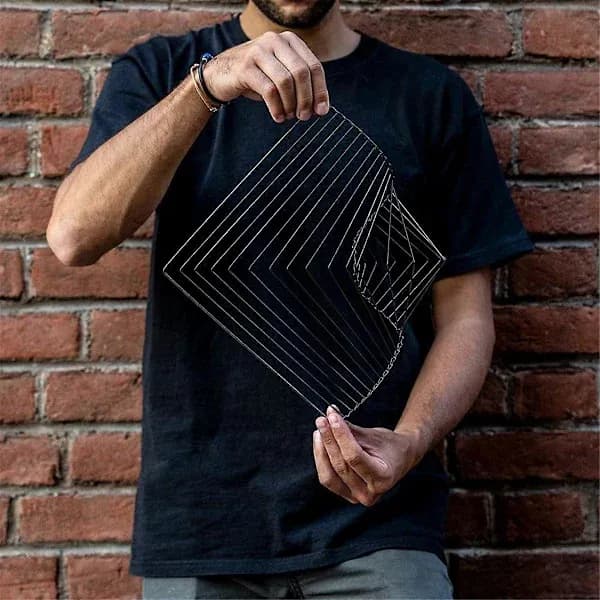 (SC) Square Wave - Fascinating Kinetic Wind Spinner, Magical Calming Art Silver