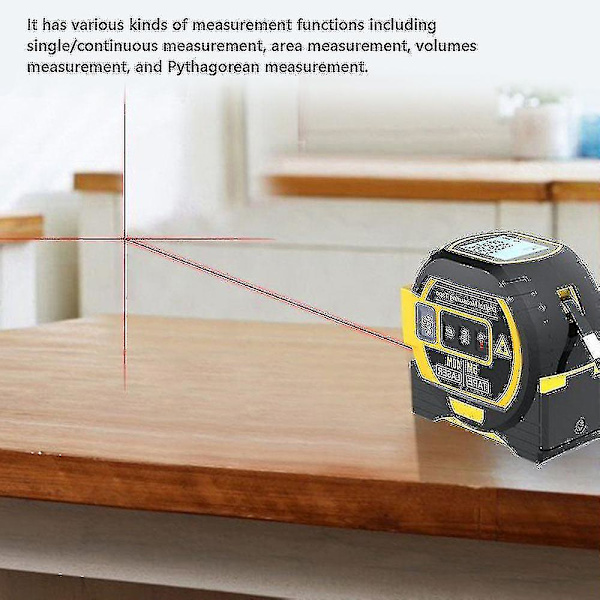 3-i-1 Laser Afstandsmåler 5m Målebånd Lineal LCD Display med Baggrundsbelysning Afstandsmåler Bygningsenhed Overflade Volumenmåling 40M