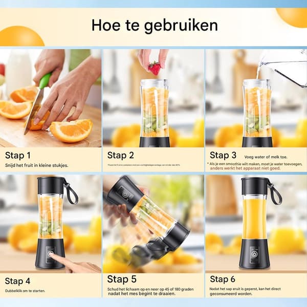 (SC)Bærbar miniblender til smoothies, milkshakes, hjemmekontor, sort