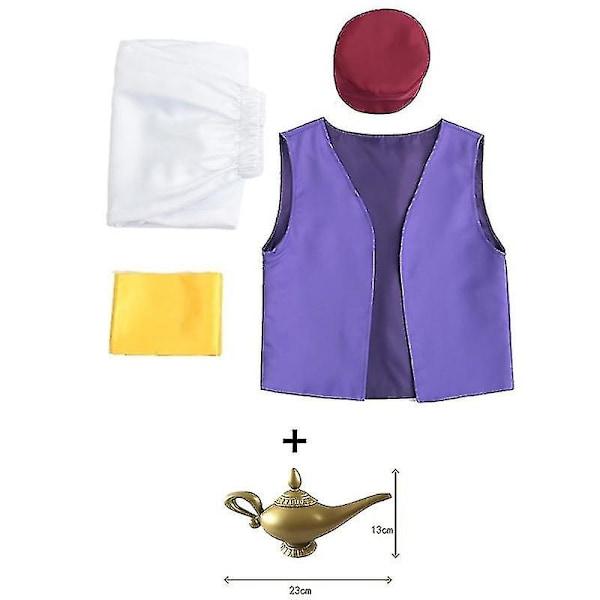 Halloween Vuxen Fantasy Mytisk Prins Aladdin Tusen och en natt Anime Cosplay Fullständig Kostym, Fest Herr Cos 5 st 5Pcs S