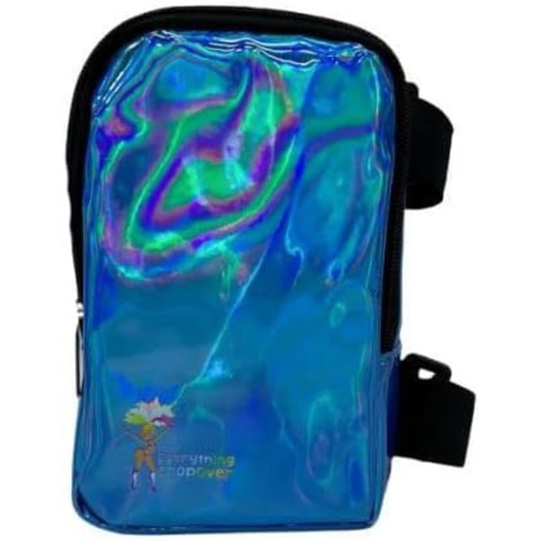 Holografisk lårväska - telefonhållare festivalväska för kvinnor, män - skimrande ankelväska - reflekterande handsfree raveväska blue