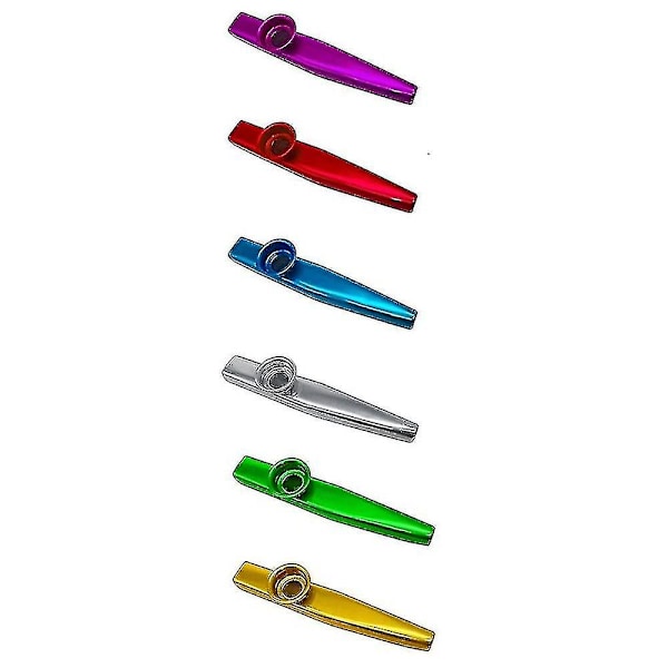 24 Pak Metal Kazoos med 24 stk. Kazoo Fløjte Membran 6 Farver Bra Companion til Ukulele Violin (FMY)