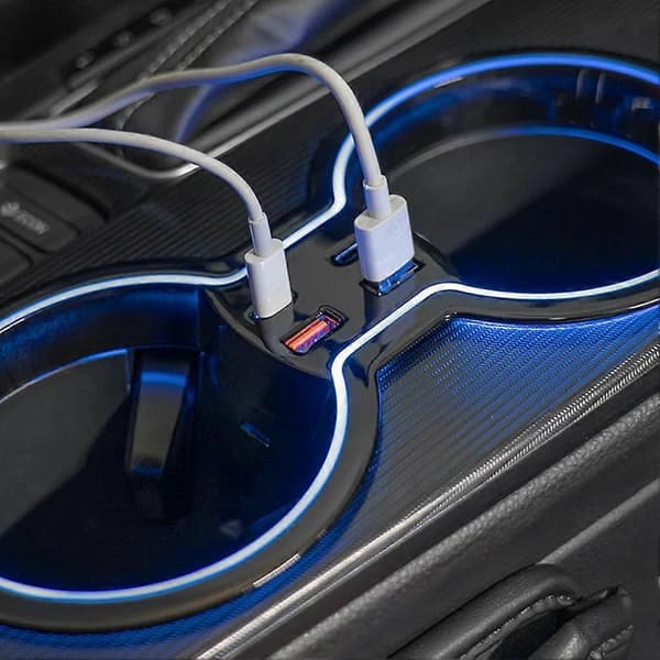 (SC) Car Cup Holder Ambient Lighting for 11th 2021-2024 Hatchback Central Control Fast Charging Expansion Dock