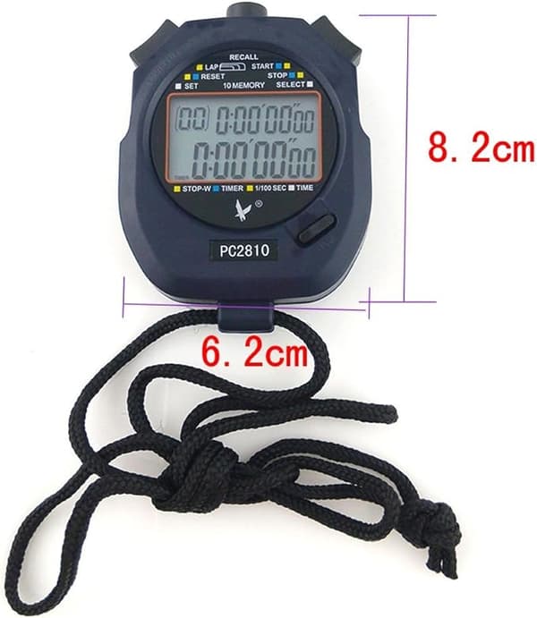 {SC}Professionel Digital Sport Stopur Timer, 2 Rækker 10 Hukommelse, Nedtælling, Alarm, PC2810