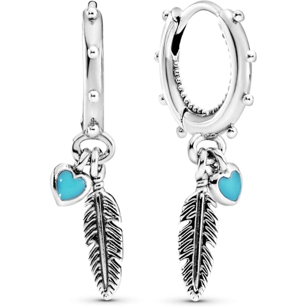 Earrings for women in silver with feathers