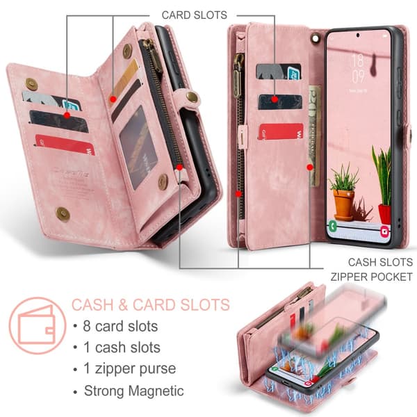 [SC]CaseMe Multi-Slot 2-i-1 Plånboksfodral Galaxy S25 Rosa