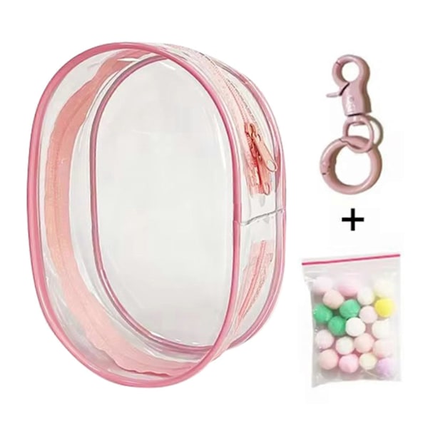 Dukke Taske PVC Bæretaske Bærbar Støvtæt Lynlås Display Taske med Nøglering Kugle til Børn Udflugt Rejse Holdbar Sød Sikker Komfortabel Sjov Light Pink