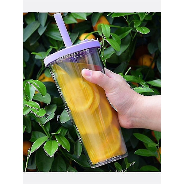 HKK Ny Boba Mug Bubble Tea Mug 700ml Bred Mun Smoothie Muggar Med Lock Straw Med Vit Rengöringsborste Snabb Frakt Ny