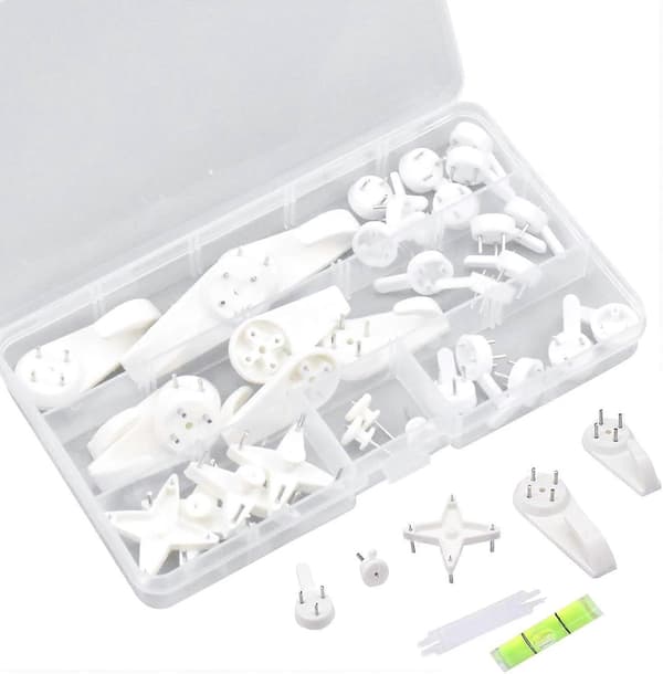 39-pack icke-markerande väggkrokar, bildväggskrokar, bildkrokar, tavelkrokar