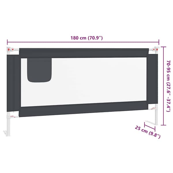 （SC)vidaXL Barnesenggjerde mørkegrå 180x25 cm stoff grå gray