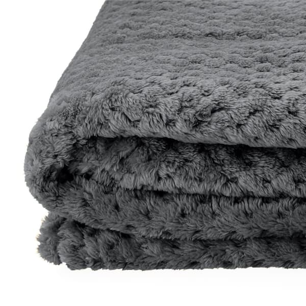 (SC)Tæppe 150x200cm - Sengetæppe Sofatæppe Blødt Tæppe Dyne - Fluffy og Blødt - Polyester Marineblå dark gray