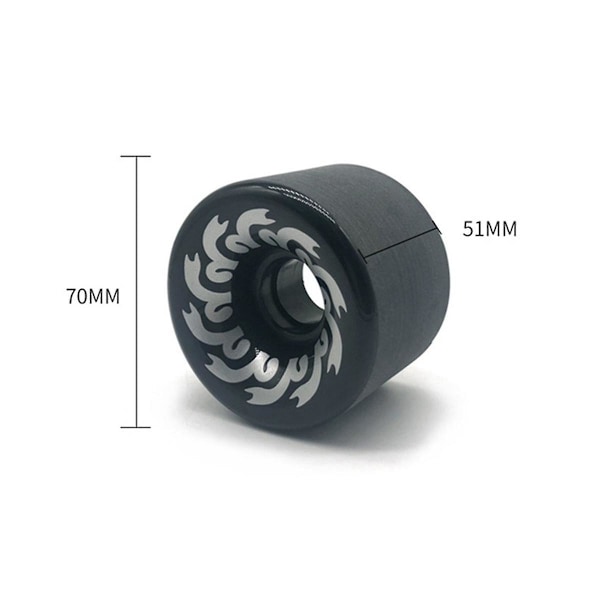 4 stk. skateboardtilbehør, dobbelt warping, 70x51 mm, 82a glideplade, slibeskive, longboardhjul