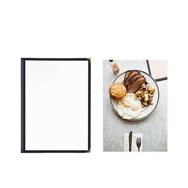 (SC) 12-pack Café Style Menu Covers, Double Sided, Crystal Clear Vinyl (Black, 2 Pages/4 Views - 8.5 Inch)