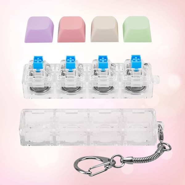[SC]Fidget Keyboard Keychain with LED Light Keyboard Fidget Clicker Fun Button Fidget Toy for Relaxation Decoration F\u00e4rg B