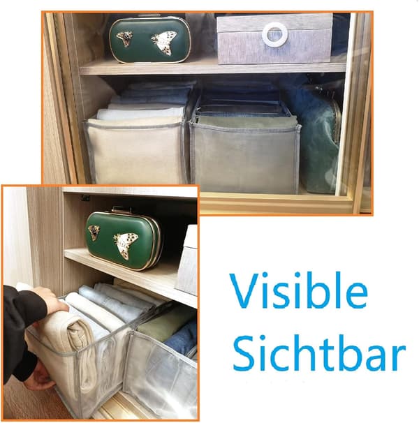 {SC}Storage Boxes for Trousers, Jeans, Sweaters, Stackable Visible Organizer to Keep Clothes Tidy, Space-Saving