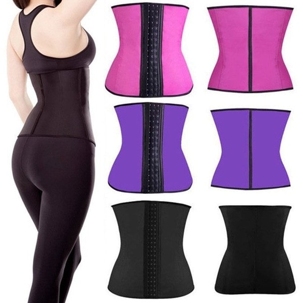 Midjetränare i naturlatex korsett Röd Red XXL