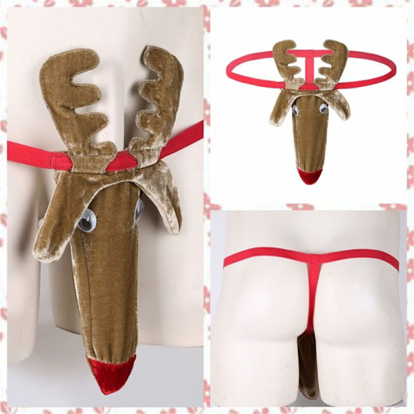 Mankini Thong för Män, Jultema, Ren Boxer Underkläder, Sexiga Underkläder