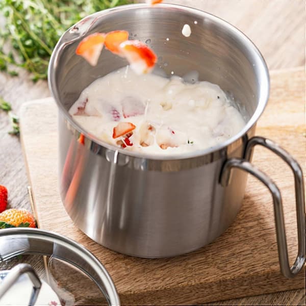 (SC) Rustfri gryde til kogning af mælk og saucer, 2,5 Quart