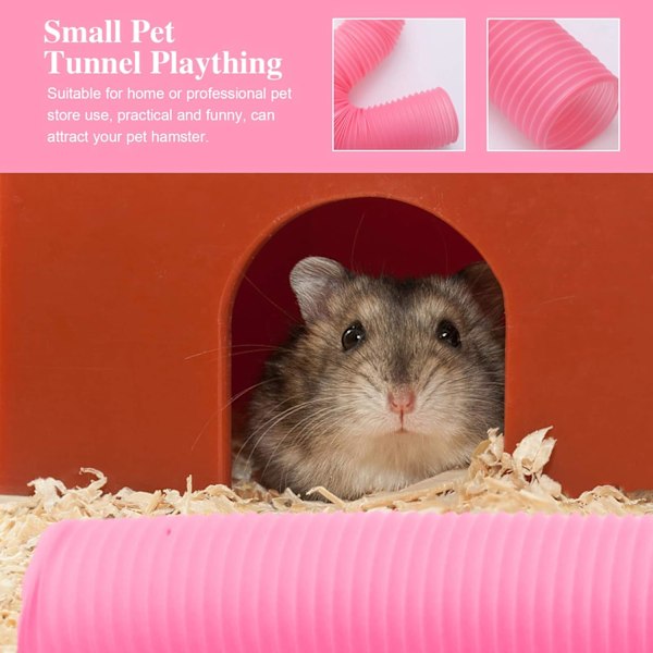 Pieni Lemmikintunneli, Taittuva Leikkipiippu Hamsterille, Telttatunneli, Vaaleanpunainen, 1 kpl