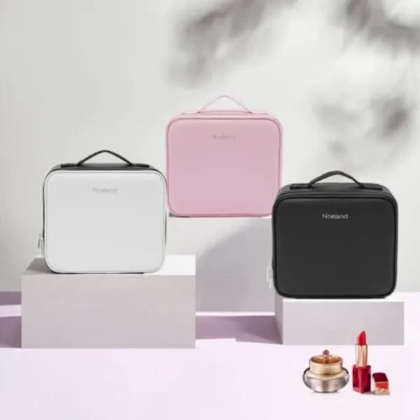 (SC) Large Capacity Travel Makeup Bag with Mirror and LED Light, Black