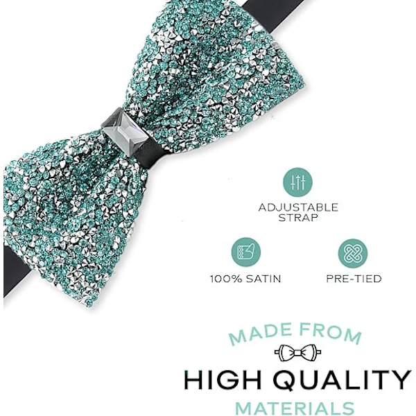 Rhinestone slips for mænd - Forudbundet sequin slips med justerbar længde - Bredt udvalg af farver tilgængelige