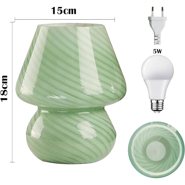 Svampe seng lampe, glas soveværelse natlampe, natlampe, soveværelse natlampe natlampe (grøn)