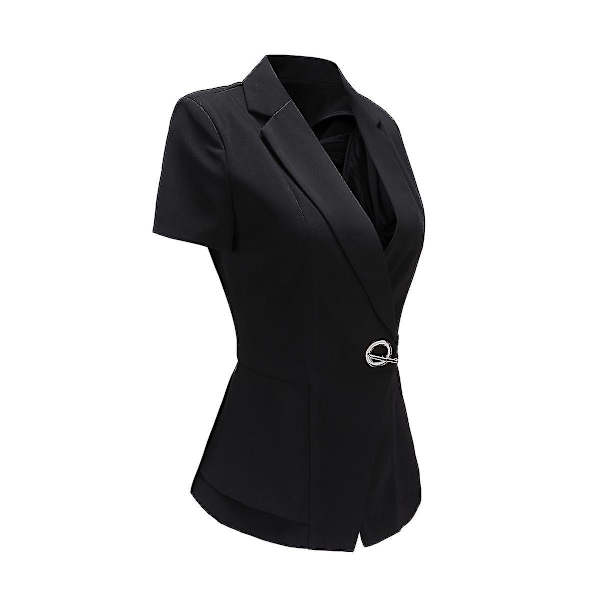 Yynuda Kvinders Slim Fit Kortærmet Metal Spænde Business Blazer S Black