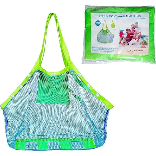 XL Stor Mesh Strandtaske til Udendørs Svømning Pool Børn og Børns Legetøj   Sand Away Organizer Opbevaringsposer, Foldbar og Let (Grøn) green