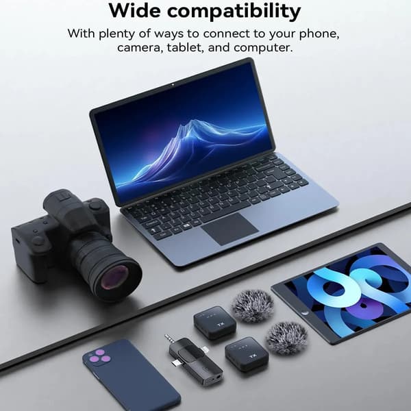 (SC)3-in-1 Wireless Lavalier Microphone for Camera, iPhone, Android, Microphone for Video Recording Podcast Noise Reduction mic 2PCS 2PCS Lavalier Mic