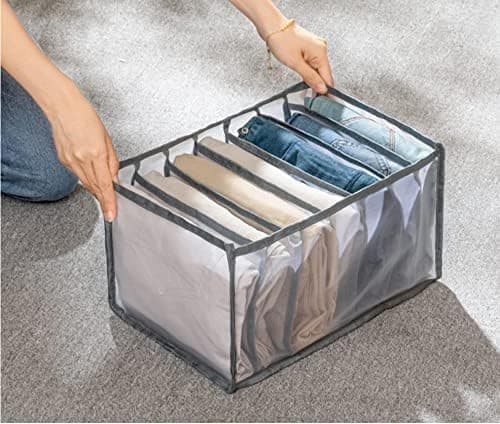 {SC}Storage Boxes for Trousers, Jeans, Sweaters, Stackable Visible Organizer to Keep Clothes Tidy, Space-Saving