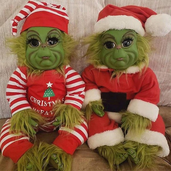 Julgrinch Latex Plyschdocka Återfödd Baby Grinch Plyschdjur Julgåva Es-WELLNGS Red