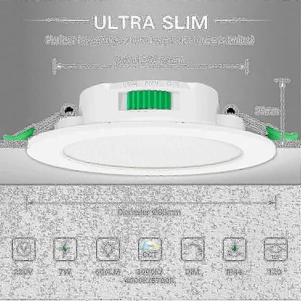 (SC)12 pcs 7W White LED Downlight Recessed Ceiling Lights Slim Spot Light