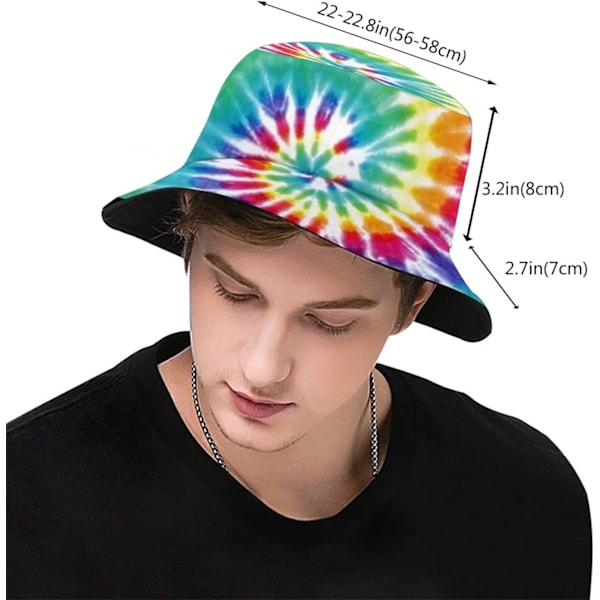 EN Bøttehatter Mote Solhatt Sammenleggbar Utendørs Fiskerhatt for Kvinner og Menn Tie Dye Tie Dye One Size