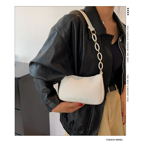 Damfilt Armpit Design Lyxig Tote Släppt Mode Damhandväska Under Crescent Liten Fyrkantig Väska white