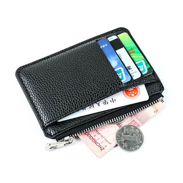 Spacious Card Holder with Zipper 9 compartments Wallet Leather black