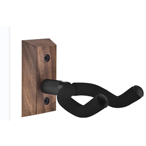 Väggfäste för gitarr i trä, massiv trähängare lämplig för akustisk elgitarr bas folk ukulele mandolin Black Walnut 2pc