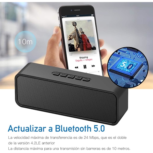 Bärbar Bluetooth-högtalare, Trådlös Bluetooth 5.0-högtalare med 3D Hi-Fi Stereo Bass, Inbyggt 1500 mAh Batteri, 12 Timmars Speltid