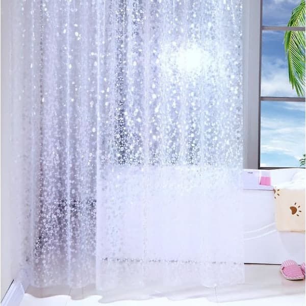 1 st transparent duschdraperi med stenmönster, vattentätt och mögelresistent (180*200cm)