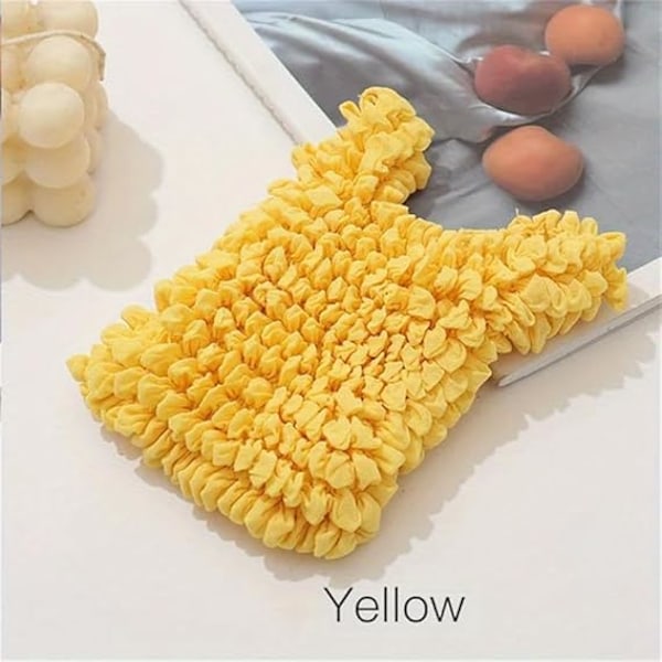 Magisk Stretch Bag Plissert Bag, Gjenbrukbare Matvareposer Vaskbare Bærbare Store Kapasitet Handleposer Multifunksjonell Tote Bag Handleposer Yellow