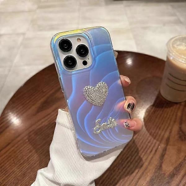 Til iPhone 14 Pro Max Cover Rhinestone Hjerte/Sløjfe IMD Akryl+TPU Telefon Cover