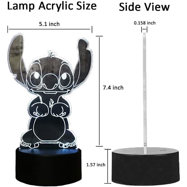Lilo Stitch Lampa Tecknad Söt Stitch Figur Vänner 3D LED