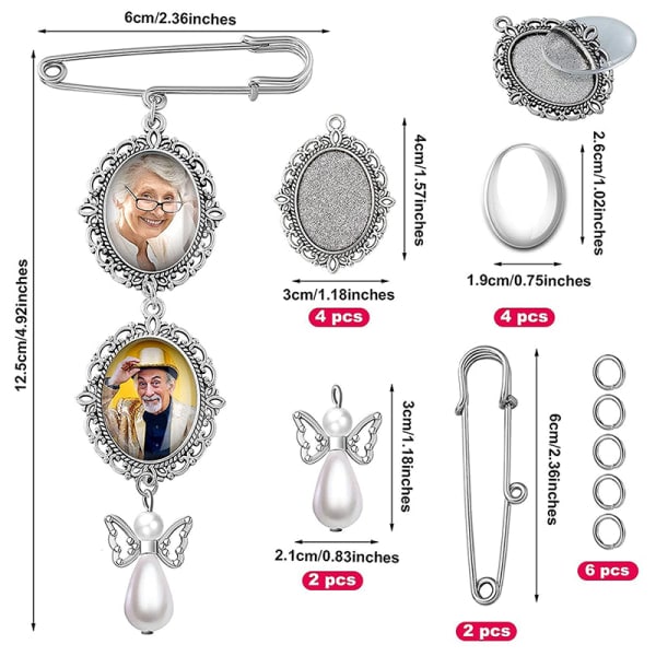 Bröllopsbukett Foto Charm DIY Pin Brosch Making Kit A2 A2