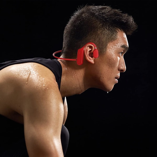 Luujohtokuulokkeet Bluetooth Open Ear Langaton HiFi Stereo -kuulokkeet mikrofonilla urheiluun, kuntoiluun, pyöräilyyn, juoksuun, ajamiseen (punainen) Red