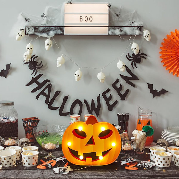 Halloween Spöklyktor i Svart och Vit - Batteridrivna Te-Ljuslyktor