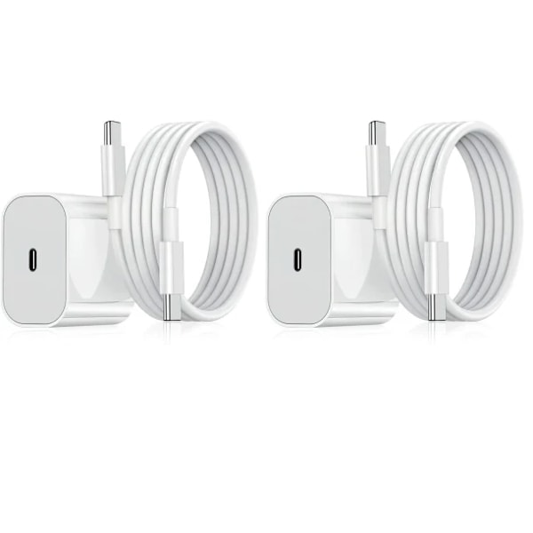 Laddare för Android/Apple - Snabbladdare 20W USB-C - USB-C, adapter + 2m kabel Vit, flera storlekar tillgängliga (Flera kombinationer tillgängliga) C-C port 2pc
