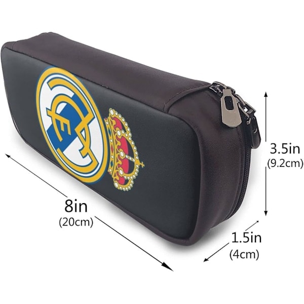 Real Madrid Læder Penalhus Blyant Etui Stationery Taske Kontor Bærbar Opbevaringsboks Kosmetikboks Mappe bd002948 FARVE One Size