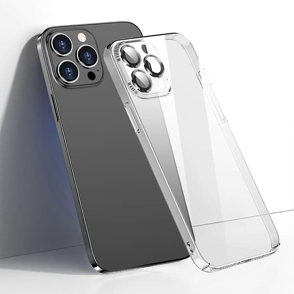 iPhone 13 Pro -puhelimelle läpinäkyvä PC-puhelinkotelo linssikalvolla