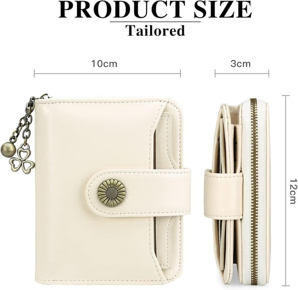 Plånböcker för kvinnor Äkta läder Liten Bifold Kompakt Damplånbok med RFID-skydd Off White