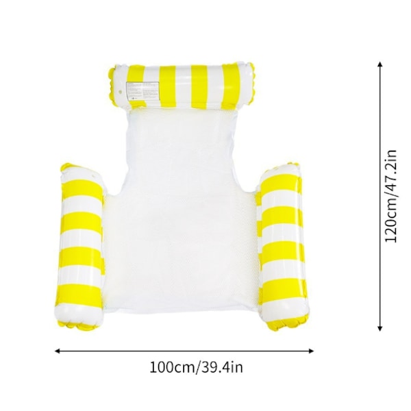 Uppblåsbar PVC luftkudde swimmingpool, swimmingpoolleksaker vattenhängmatta 4 i 1 vattenleksaker pooltillbehör, lämplig för flera scener Three Stripes Yellow