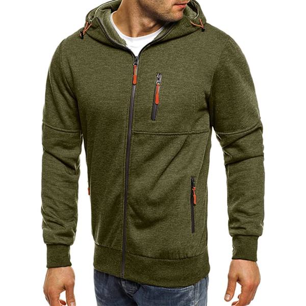 Herre hettegensere Sweatshirt Glidelås Lette jakker 2 Green M